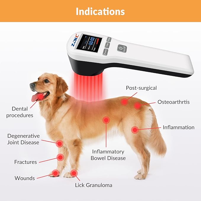 4x808nm+16x650nm Cold Laser Therapy Device for Pet Vet Animals Reduces Inflammation Red Light Therapy for Muscle & Joint Pain Relief Accelerate Healing, Infrared Light Therapy for Dogs Cat Horses