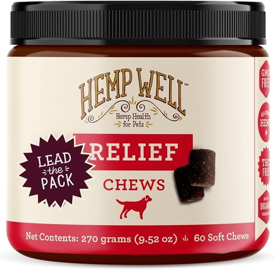 Hemp Well Hemp Relief Dog Soft Chews – Organic Hemp Soft Chews for Dogs, Dog Hip and Joint Supplement for Long Lasting Mobility Support, Calming Dog Anxiety Relief (1 Pack)