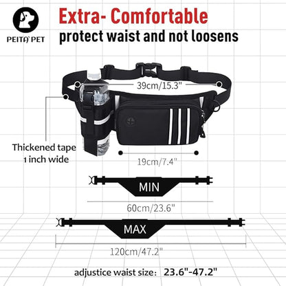 Hands Free Dog Leash Waist Leash for Dog Walking Bungee Leash Dog Running Belt for 【Medium & Large Dogs, 20-70 lbs】 Fanny Pack for Walker Hiking Jogging…