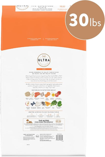 NUTRO ULTRA High Protein Natural Dry Dog Puppy Food with a Trio of Proteins from Chicken Lamb and Salmon, 30 lb. Bag