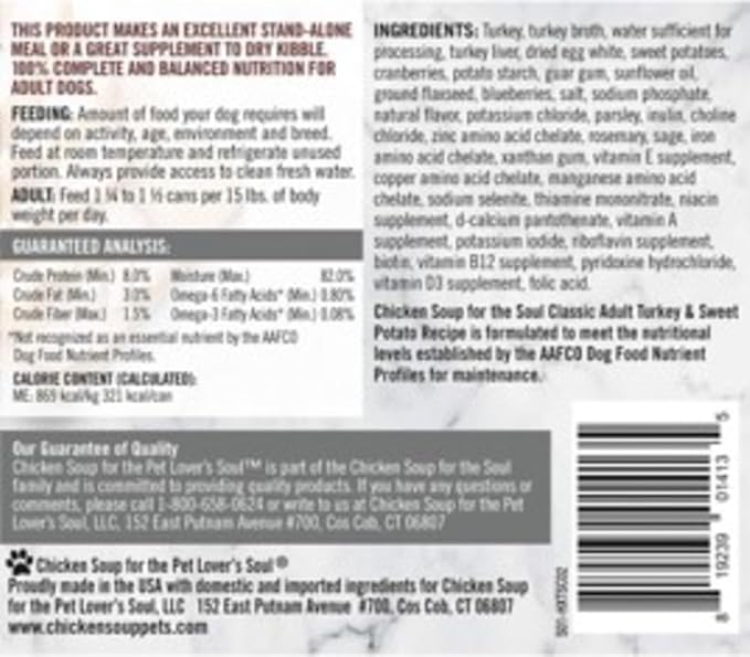 Chicken Soup for the Soul Pet Food Classic Wet Puppy Food, Chicken, Turkey & Duck Pate, 13 Ounce Can (Pack of 12) | Soy Free, Corn Free, Wheat Free, Canned Puppy Food Made with Real Ingredients