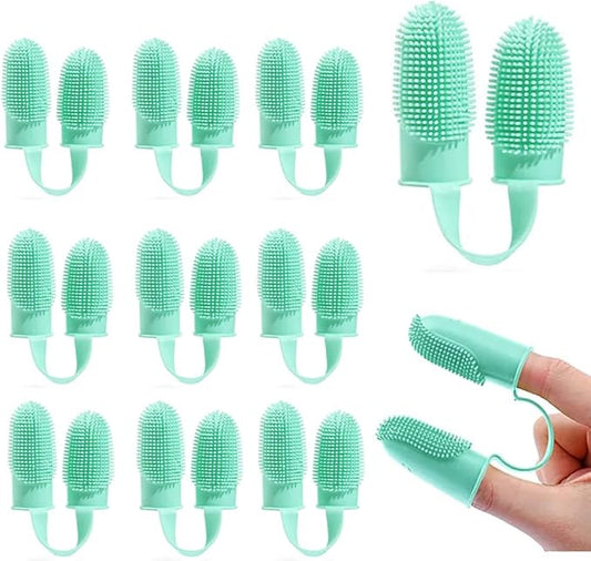 10 Pack Dog Finger Toothbrush Dog Teeth Cleaning Brush 2-Finger Dog Tooth Brushing Kit Dog Cat Toothbrush with Bristles Puppy Dental Care Toothbrush for Small Medium Dog Cat Pet
