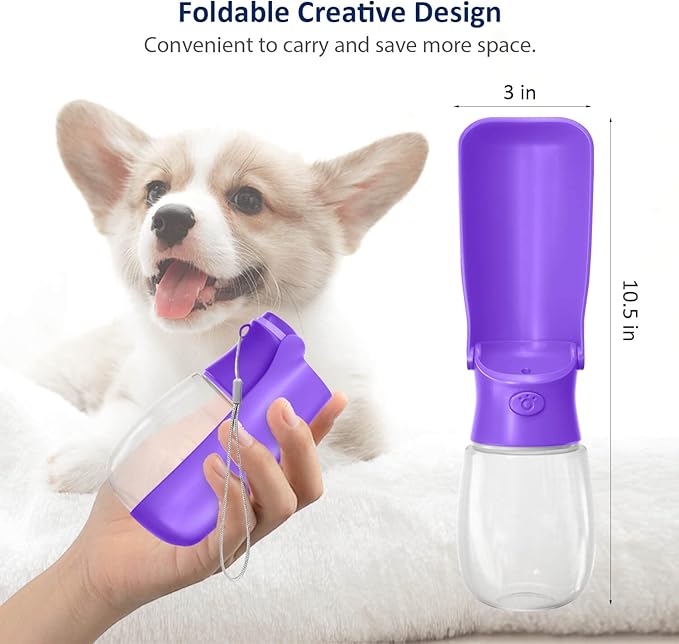 WePet Foldable Portable Dog Water Bottle Puppy Water Dispenser with Drinking Feeder, 12 OZ, High-temperature Resistant Leak Proof for Pets Outdoor Walking, Hiking, Travel, Food Grade Plastic BPA Free