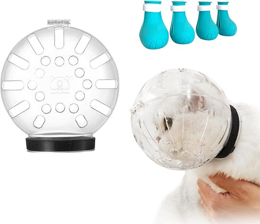 Cat Muzzle for Grooming,Bubble Muzzle and Boots for Nail Trimming,Cat Grooming Mask with Anti Bite,Cat Astronaut Helmet,Cat Breathable Muzzle and Silicone Paw Covers