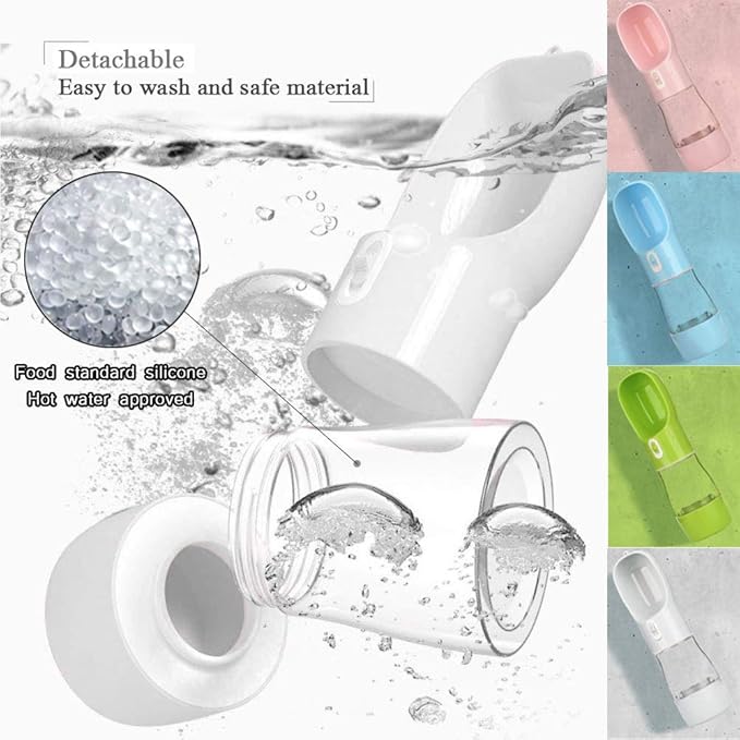 Dog Water Bottle for Walking, Multifunctional and Portable Dog Travel Water Dispenser with Food Container,Detachable Design Combo Cup for Drinking and Eating,Suitable for Cats and Puppy