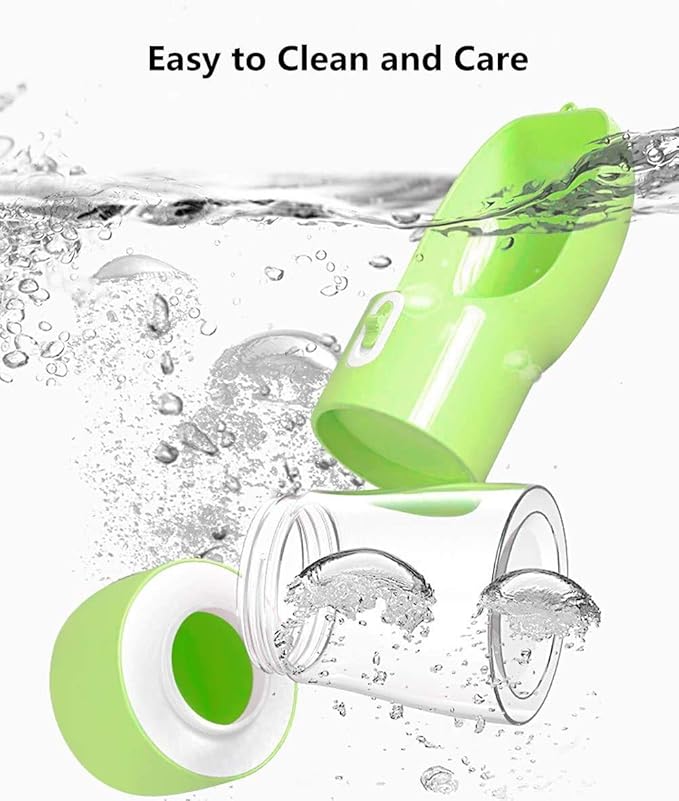 Outdoor Dog Water Bottle Dispenser - Leak Proof Water Bottle for dogs On The Go with Food Container Multifunctional Travel Dog Water Bottle（Green）
