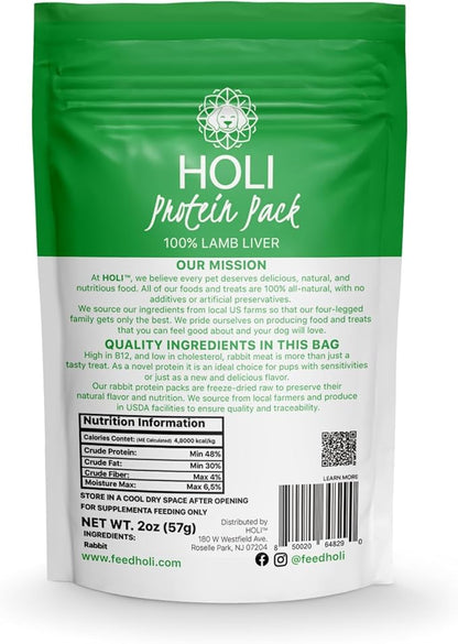 HOLI Freeze Dried Dog Food Topper - 3 Pack 2oz/Bag (Beef Liver, Lamb Liver, Rabbit) Mix in Flavor Enhancer, 100% All Natural