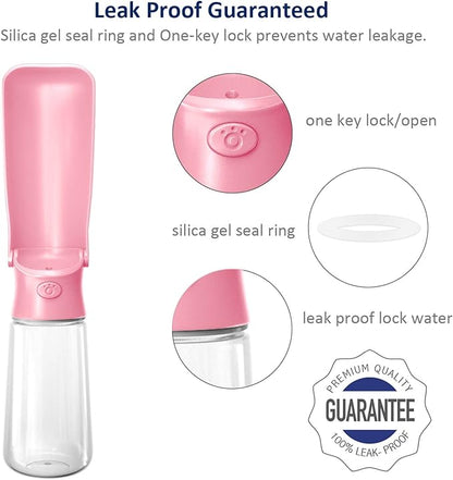 WePet Foldable Portable Dog Water Bottle Puppy Water Dispenser with Drinking Feeder, 19 OZ, High-temperature Resistant Leak Proof for Pets Outdoor Walking, Hiking, Travel, Food Grade Plastic BPA Free