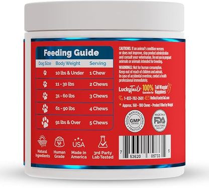 AllerImmune+ LuckyTail Seasonal Allergy Relief Chew for Dogs - Salmon Oil, Tumeric, Apple Cider Vinegar - Dog Probiotic for Itchy Skin - Dog Anti Itch Supplement - 180 Soft Chews