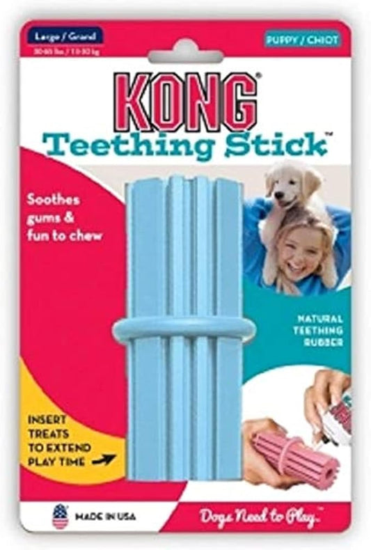 KONG Puppy Teething Stick - Soft Teething Stick for Growing Puppies - Teeth Cleaning Dog Toy - Chew Toy for Puppies with Ridges - Natural Rubber Toy Perfect for Snacks & Treats - for Large Puppies