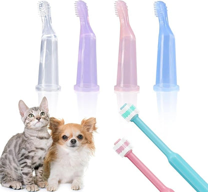 Pet Dental Care Kit | Cat Finger Toothbrush | Small Dogs & Cats | Secure Grip Thumb Brushes | Gentle Silicone Bristles | Anti-Bite & Extended Design