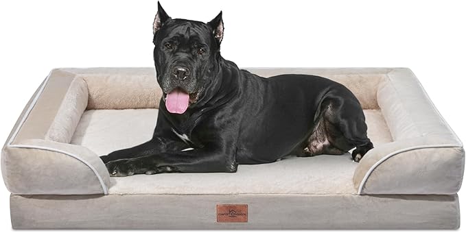 XXL Dog Bed Waterproof, Extra Large Dog Beds Orthopedic Foam, Washable Dog Sofa Bed Pet Bed with Removable Cover & Non-Slip Bottom(XX-large,Beige)