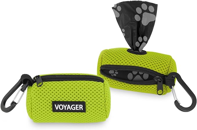 Best Pet Supplies 2-Pack Dog Poop Bag Holder Leash Attachment, Color, Reusable Mesh Dispenser Pouch for Travel, Walking, Park, and Outdoor Use, Soft and Durable with Clip-On - Mesh Lime Green