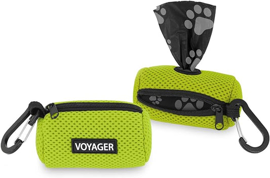 Best Pet Supplies 2-Pack Dog Poop Bag Holder Leash Attachment, Color, Reusable Mesh Dispenser Pouch for Travel, Walking, Park, and Outdoor Use, Soft and Durable with Clip-On - Mesh Lime Green