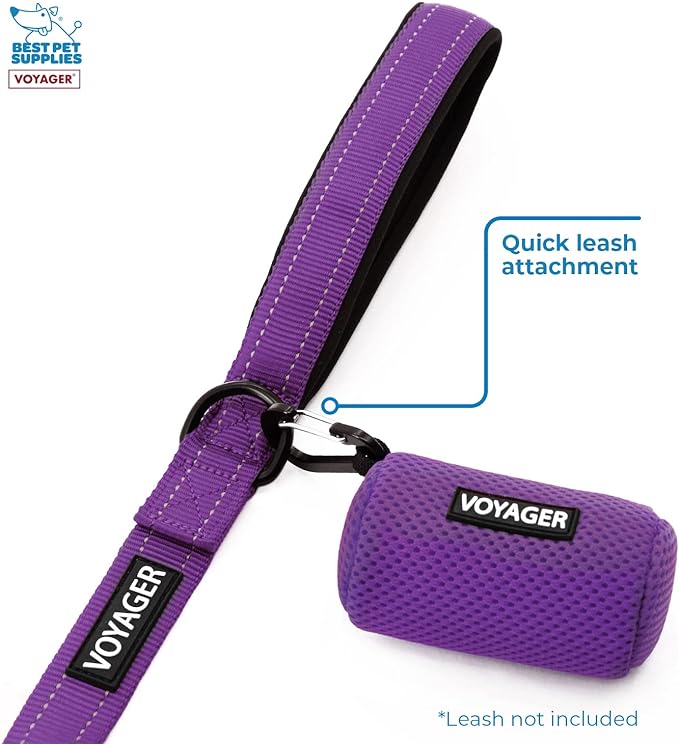 Best Pet Supplies 2-Pack Dog Poop Bag Holder Leash Attachment, Color, Reusable Mesh Dispenser Pouch for Travel, Walking, Park, and Outdoor Use, Soft and Durable with Clip-On - Mesh Purple