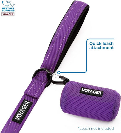 Best Pet Supplies 2-Pack Dog Poop Bag Holder Leash Attachment, Color, Reusable Mesh Dispenser Pouch for Travel, Walking, Park, and Outdoor Use, Soft and Durable with Clip-On - Mesh Purple