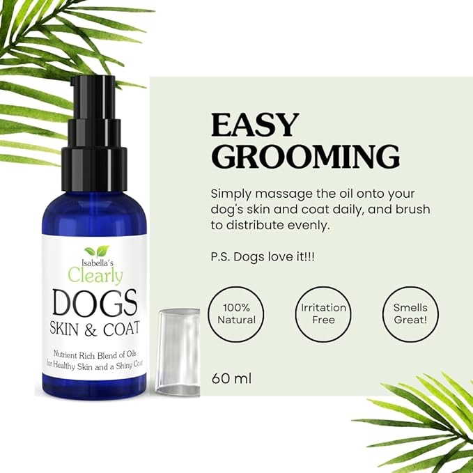 Natural SKIN & COAT Oil for Dogs | Skin Soother with Coconut, Almond and Olive Oils | Soothe Dry Skin, Allergies and Skin Irritation | Add Softness and Shine to a Dull Coat | Made in The USA