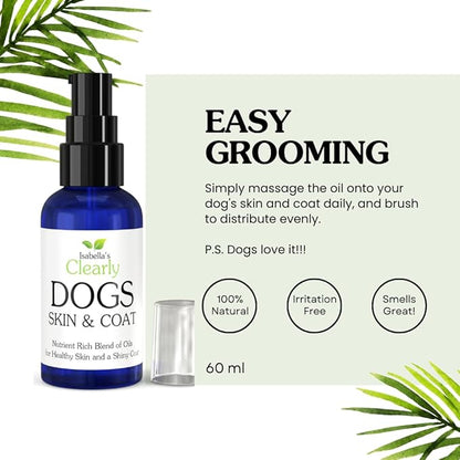 Natural SKIN & COAT Oil for Dogs | Skin Soother with Coconut, Almond and Olive Oils | Soothe Dry Skin, Allergies and Skin Irritation | Add Softness and Shine to a Dull Coat | Made in The USA