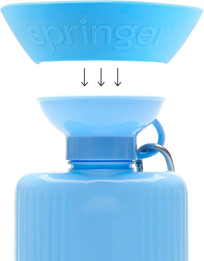 Springer Splash Shield for Mini, Classic, Growler Dog Travel Bottles - Mess Proofer & Bowl Expander for Large Breeds - BPA-Free Silicone (Not Compatible with Flip Bottle) – Sky Blue