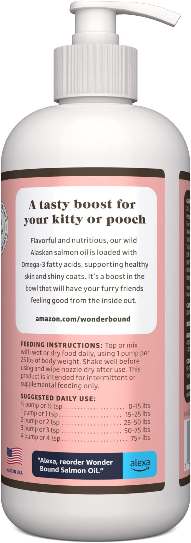 Amazon Brand - Wonder Bound Wild Alaskan Salmon Oil for Dog, Cat, 16 fl oz