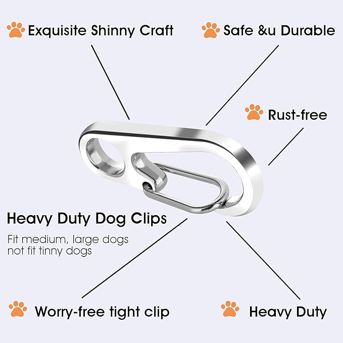 Dog Tag Clips with Keychains, Durable Dog ID Tag with Tag Rings Stainless Steel Pet Tag Clip for Large Dogs Collar Harnesses 1.3 x 0.6 in 6 Clips 18 Rings