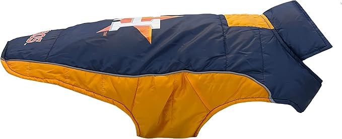 Pets First MLB Houston Astros Puffer Vest for Dogs & Cats, Size Medium. Warm, Cozy, and Waterproof Dog Coat, for Small and Large Dogs/Cats. Best MLB Licensed PET Warming Sports Jacket (AST-4081-MD)