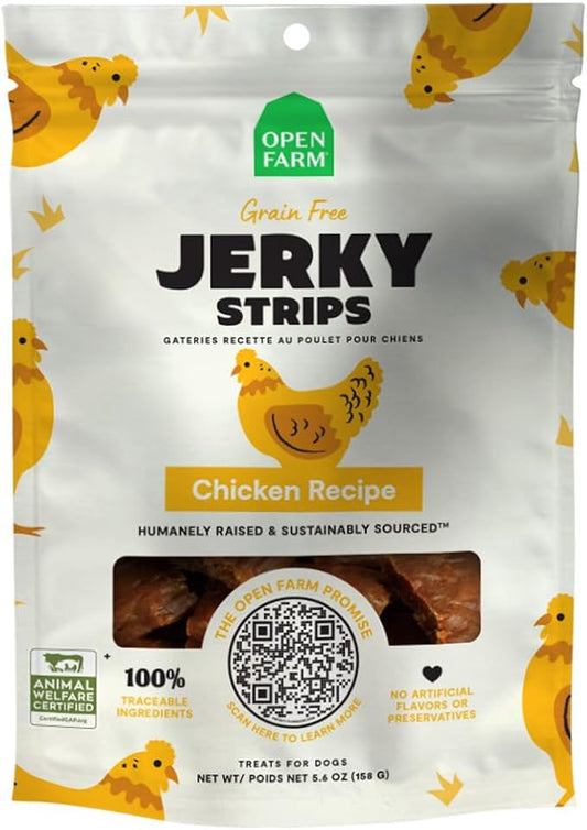 Open Farm Dehydrated Dog Treats, Gently Cooked Recipe with Natural Simple Ingredients and No Artificial Flavors or Preservatives (1 Pack Chicken Jerky)