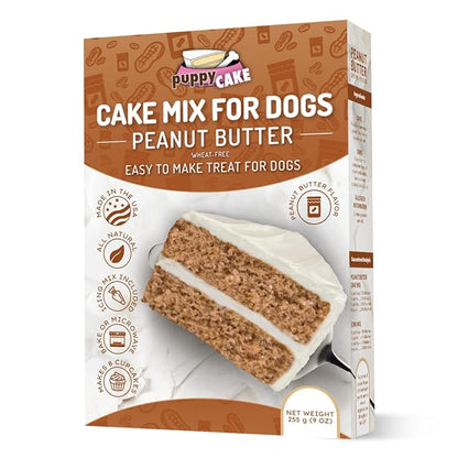 Puppy Cake Cake and Ice Cream All Natural Fluffy & Moist Dog Birthday Cake Kit in with Peanut Butter, Your Choice of Ice Cream Mix, Bone Silicone Pan and 24 Candles (Bacon) Made in USA