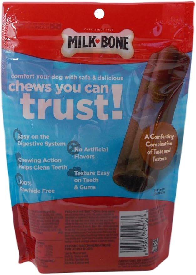 Milk-Bone Comfort Chews Dog Treats | Mini Sized for Small Pups - Beef (6-Count) | 2-Pack - Plus Rope Toy and Fun Animal Facts Booklet Bundle