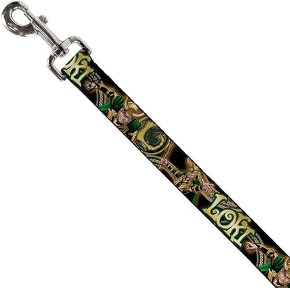 Buckle-Down Dog Leash Loki Poses Black Gold Green 6 Feet Long 1.5 Inch Wide, Multicolor (DL-6FT-WAV037-W)