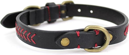Rawlings | Baseball Stitch Leather Dog Collar | Multiple Sizes | Multiple Colors