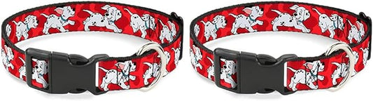 Buckle-Down Plastic Clip Collar - Dalmatians Running/Paws Reds/White/Black - 1" Wide - Fits 15-26" Neck - Large (Pack of 2)