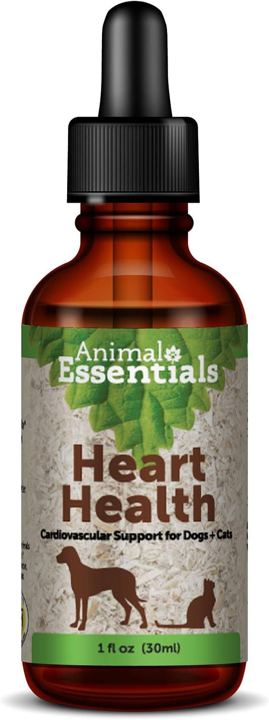 Animal Essentials Heart Health Cardio Support for Dogs and Cats, 1 fl oz - Made in USA Organic Hawthorn Berries Alcohol Free