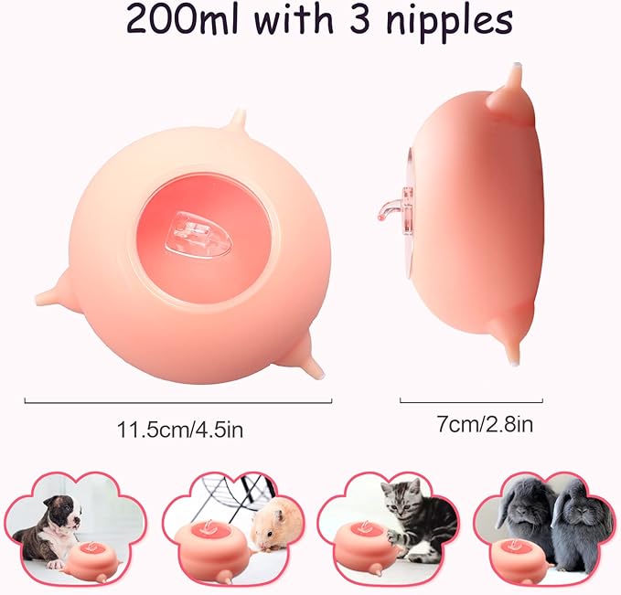 Puppy Kitten Feeder Milk Nipple, Puppy Bottles for Nursing with 3 Nipples, Puppy Feeders for Multiple Puppies Puppy Milk Replacer Formula