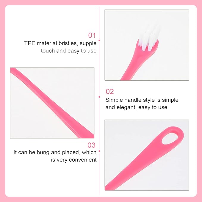 Mipcase Dog Cat Toothbrush 2Pcs Long Handle Pet Toothbrushes Soft Bristles Cat Dental Care Dog Teeth Cleaning Toothbrush for Pet Puppy Kitten Pink