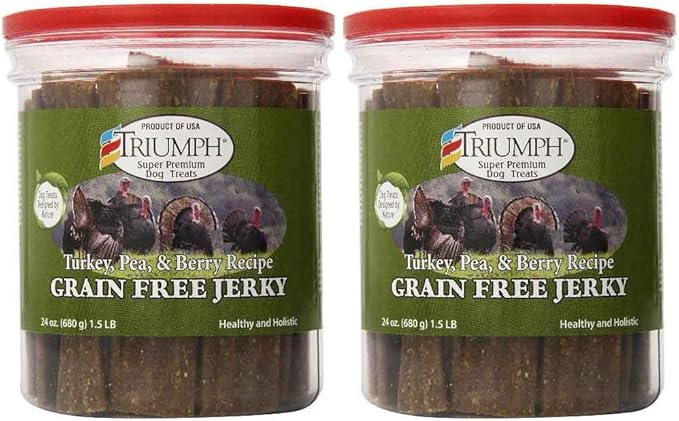 Triumph Dog Turkey, Pea, & Berry Grain Free Jerky, 24-Ounce [2-Pack]