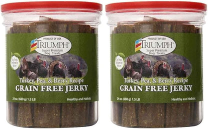Triumph Dog Turkey, Pea, & Berry Grain Free Jerky, 24-Ounce [2-Pack]