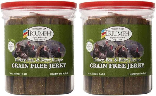 Triumph Dog Turkey, Pea, & Berry Grain Free Jerky, 24-Ounce [2-Pack]