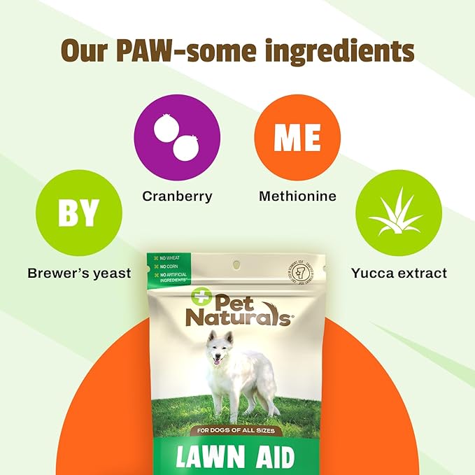 Pet Naturals Lawn Aid Dog Urine Neutralizer for Lawn - 60 Chicken-Flavored Chews - Healthy Dog Treats for PH Balance in Urine Maintain Green Grass and Support Bladder & Urinary Tract Health