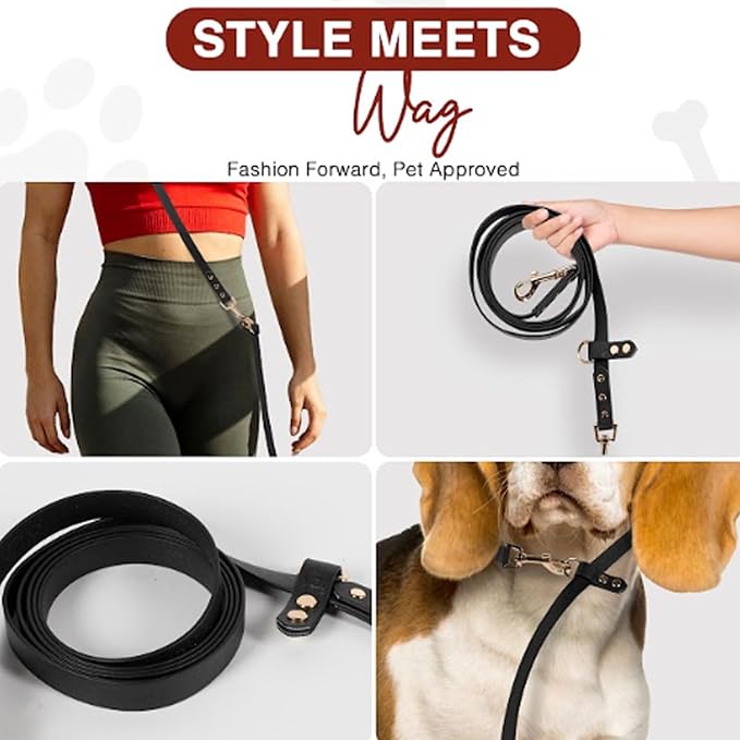 Hands Free Dog Leash - 7 Feet Multifunctional Waist, Shoulder & Crossbody Dog Leash for Walking, Jogging and Running, Faux Leather Hands Free Leash for Small to Medium Sized Dogs