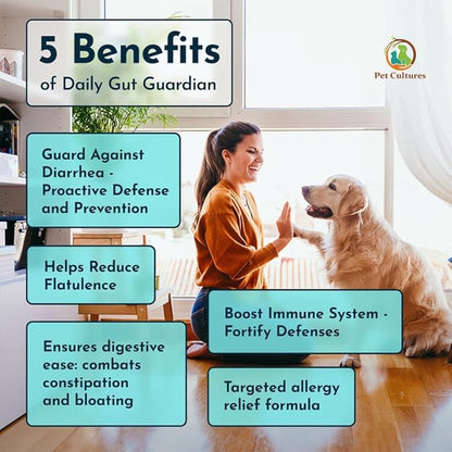 Daily Probiotics for Dogs, Gut Health PRE, PRO, and Post-biotic Powder Supplement with Digestive Enzymes, Dog Probiotics for Digestive Health, 30 Packs