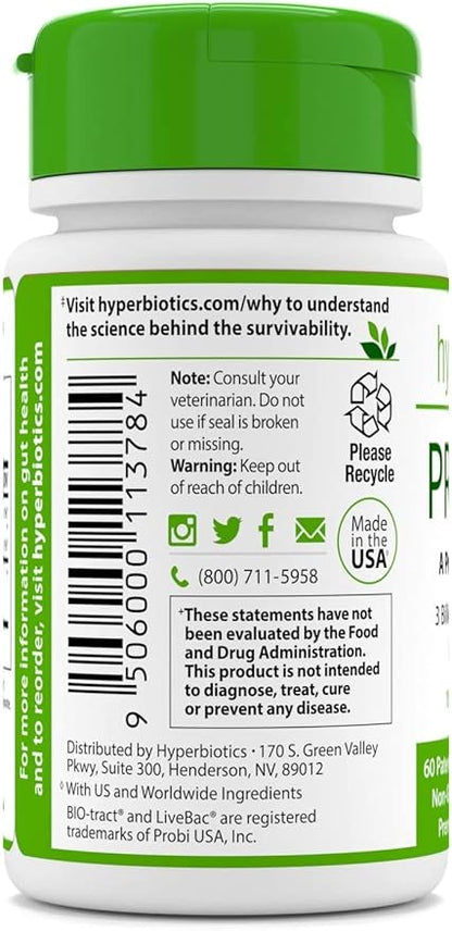 Hyperbiotics Pro Pets Probiotics | Probiotics for Dogs & Cats | Small Micro Sized Chewable Pearl Shaped Tablets | Time Released Delivery | 60 Count