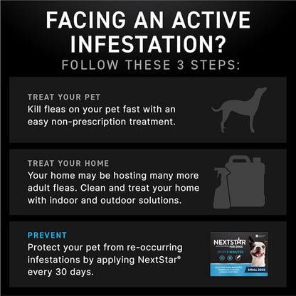 Flea and Tick Prevention for Dogs, Repellent, and Control, Fast Acting Waterproof Topical Drops for Small Dogs, 1 Month Dose