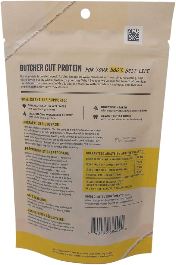 Vital Essentials Freeze-Dried Raw Dog Treats 3 Flavor Variety - (1) Each: Beef Bites, Beef Liver, Duck Bites (2-2.5 Ounces) - Plus Rope Toy and Fun Animal Facts Booklet Bundle