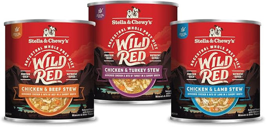 Stella & Chewy's Wild Red Wet Dog Food Variety Pack Stews High Protein Recipes, 10 Ounce (Pack of 3)
