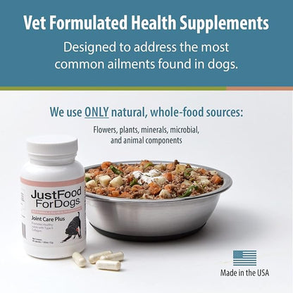 JustFoodForDogs Joint Care Plus, Dog Joint Supplement, Type II Collagen & Chondroitin Sulfate - 60 count