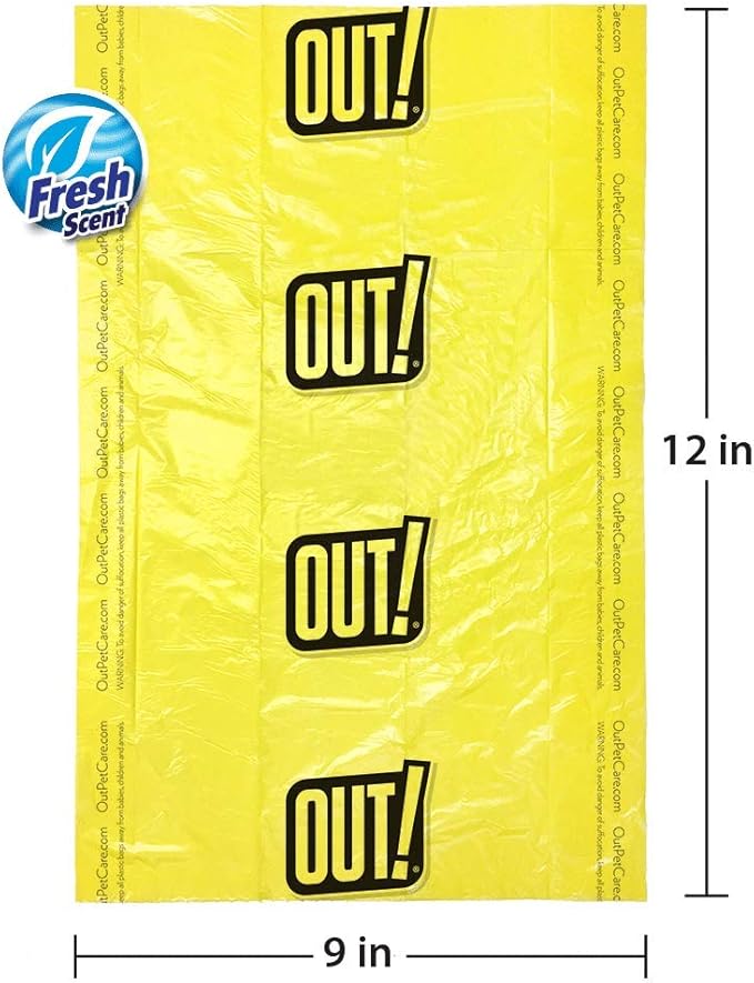 OUT! Dog Poop Bags | Strong, Leak Proof Dog Waste Bags | 9 x 12 Inches, 600 Yellow Bags