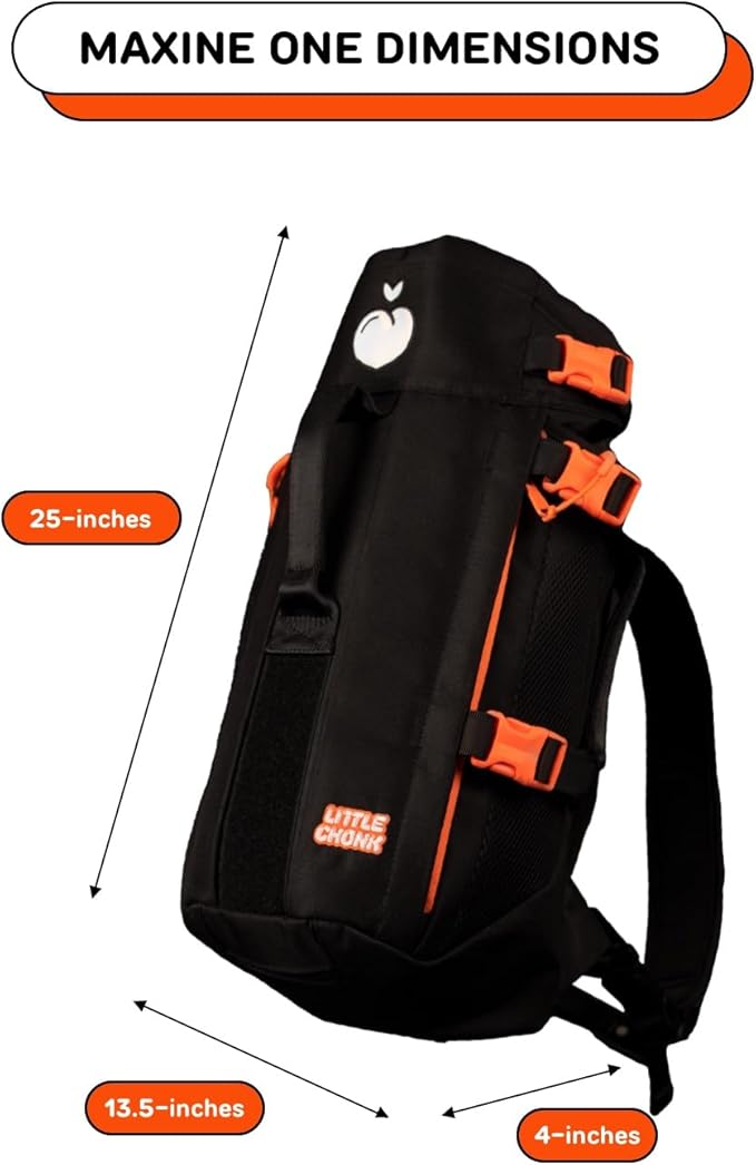 The Maxine One Dog Backpack Carrier by LITTLE CHONK | Adjustable Front Facing Bag for Travel or Hiking | Made for Pets Up to 35 lbs | Small, Bark After Dark Black