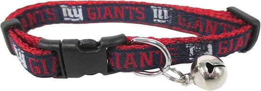 NFL CAT Collar New York Giants Satin Cat Collar Football Team Collar for Dogs & Cats. A Shiny & Colorful Cat Collar with Ringing Bell Pendant