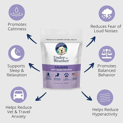 Under the Weather Pet Soft Dog Chew Supplements for Calming and Probiotics | Supports Relaxation and Normal Emotional Balance in Dogs (Calming, 60 Count)